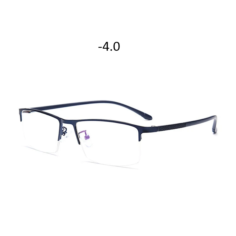 blue myopia 4.0 Zilead полуоправа анти-синий светильник очки для близорукости Ретро Классические мужские Бизнес близорукие очки унисекс-0,75 до-4,0 - Цвет оправы: blue myopia 4.0