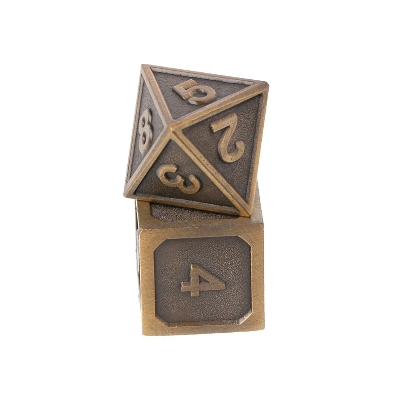 

1 Set Shiny Metal Dice 7 Dices D4 D6 D8 D10 D% D12 D20 For Board Games fun