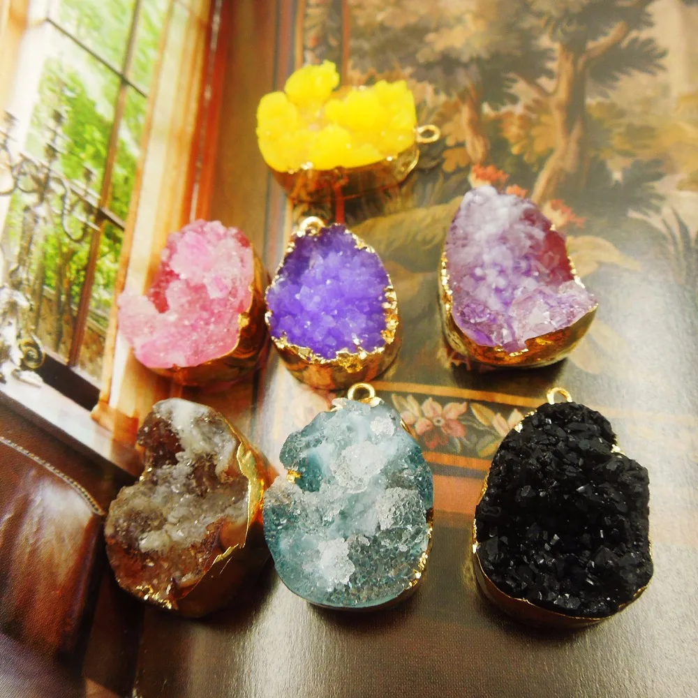 Новинка лидер продаж подвеска из натуральной друзы ручной работы асимметричная