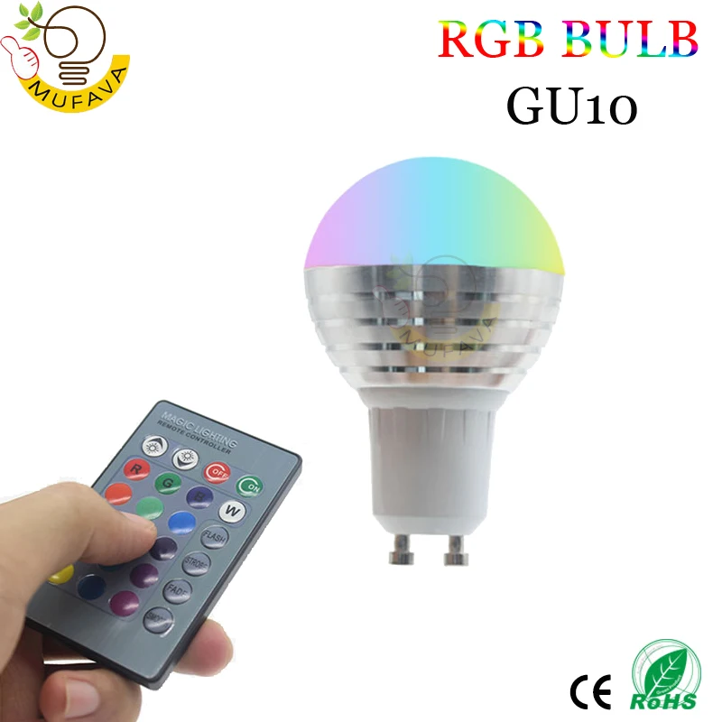 6 шт./лот AC 220 В 16 Красочные Сменные RGB GU10 E14 E27 светодиодные лампы 5 Вт