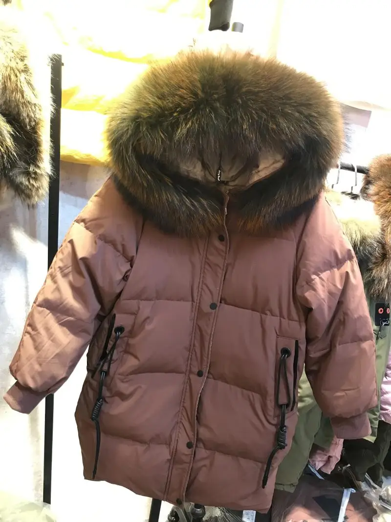 Новинка года, женское пуховое пальто manteau femme, куртка-пуховик для женщин, женская парка большого размера, натуральный мех с капюшоном цвета слоновой кости, черный, большие размеры