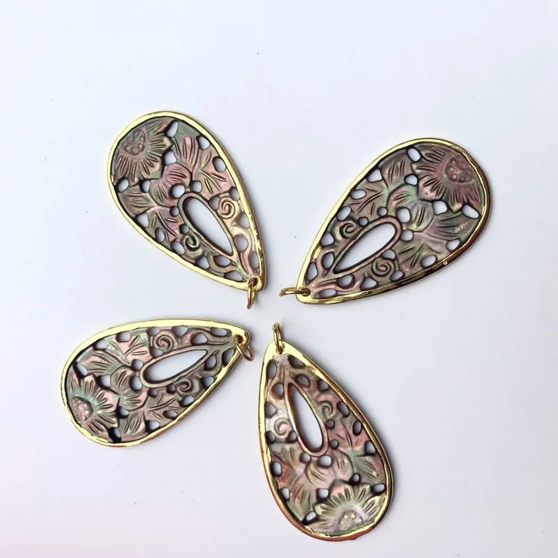 

Оптовая продажа, 10 шт., 1 партия, цвет золото, каплеобразные радужные ракушки, резные очаровательные Новые Натуральные ракушки, ювелирные изделия для ожерелья/сережек «сделай сам»