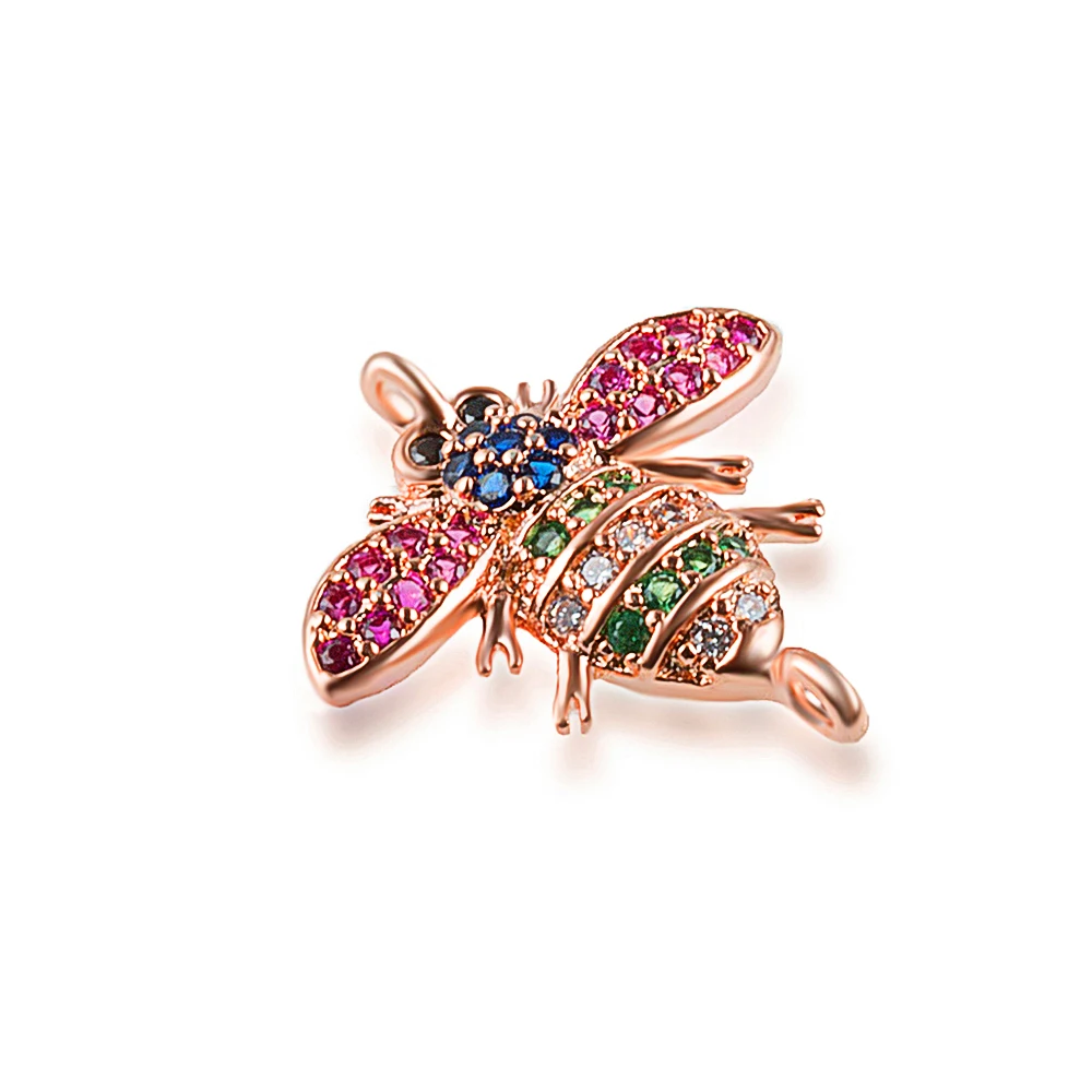 Trendy Multi Cubic Zirconia Bee Charms Connectors for Bracelet Jewelry Making Copper DIY Honeybee Beads | Украшения и аксессуары