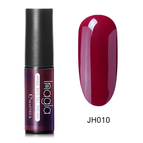 JH010 Inagla, цвет красного вина, Гель-лак для ногтей, 36 цветов, замачиваемый, УФ светодиодный Гель-лак, покрытие, цветной лак, долговечный гель, 5 мл, соска, эмалевый гель - Цвет: JH010