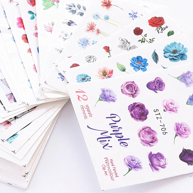 Наклейки для дизайна ногтей Переводные чернила с цветами наклейки декор сделай