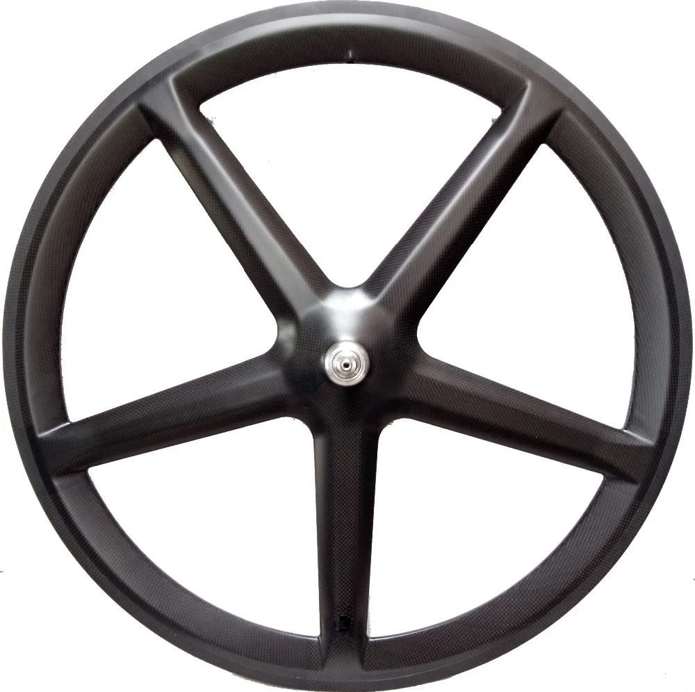 Углеродное 5 спицевое колесо дорожное фиксированное зубчатое полностью