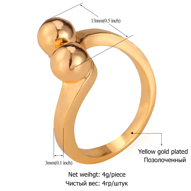 U7 Позолоченное Кольцо Ювелирные Изделия Круглое Обручальное Перстень Для Женщин