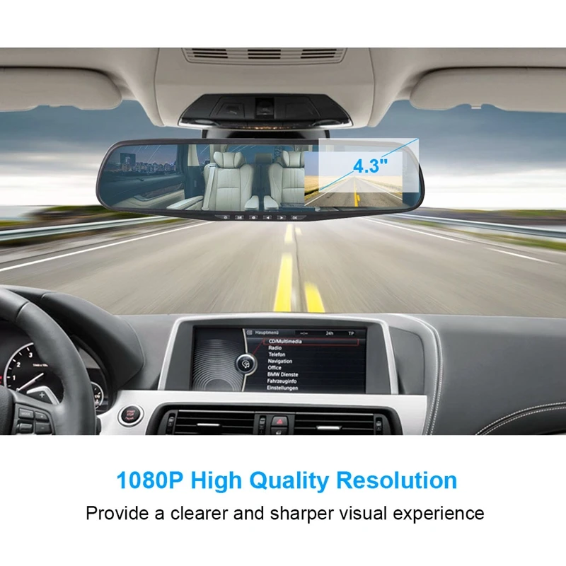 TAVIN Автомобильный видеорегистратор Full HD 1080P Dash cam 4 3 дюймов автомобиля зеркало
