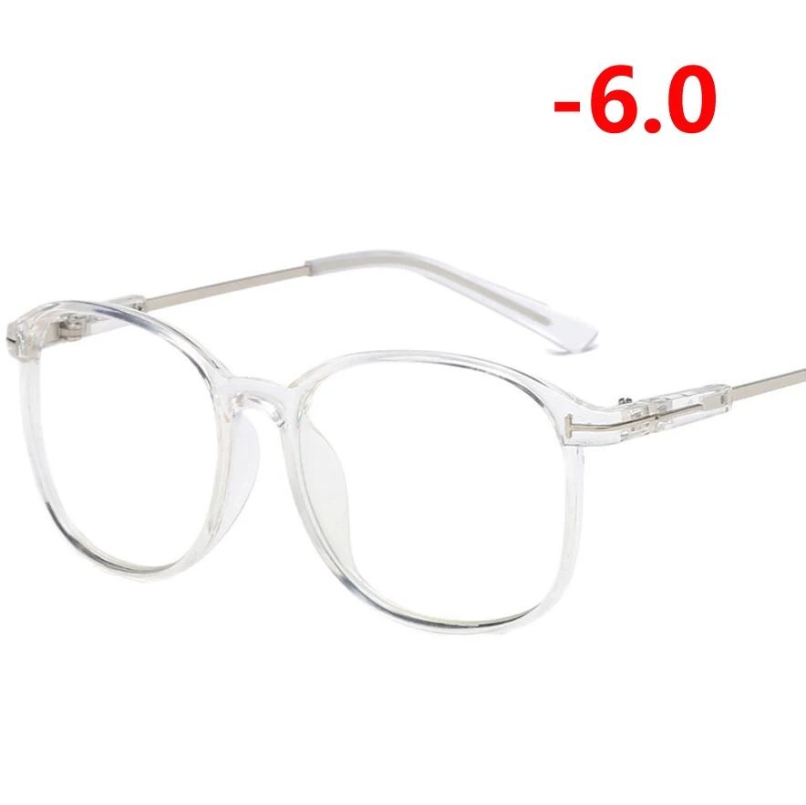 Myopia 600 0,5-1,0-1,5-6,0 анти-синий светильник очки Близорукость ретро прозрачная и черная оправа очки по рецепту для унисекс - Цвет оправы: Myopia 600