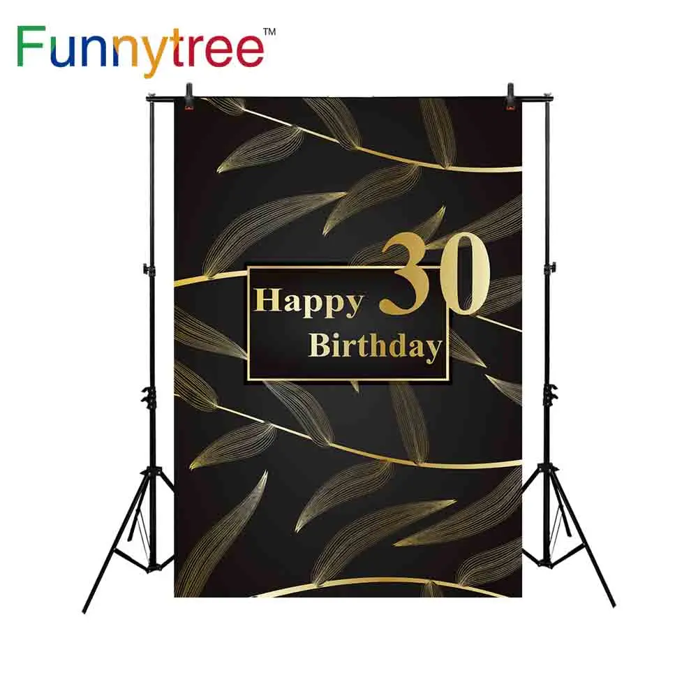 

Фон Funnytree для фотостудии на день рождения на заказ с черными листьями фотобудка для фотосессии с принтом