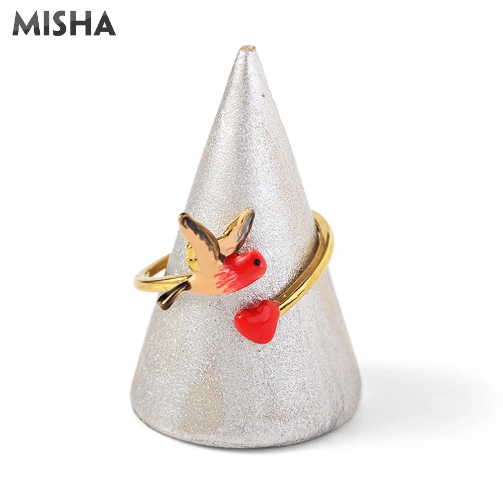 MISHA Модные Ювелирные наборы для женщин ожерелье серьги и браслет эмалированная глазурь ручной работы птица и Любовь дизайн женский подарок 02718