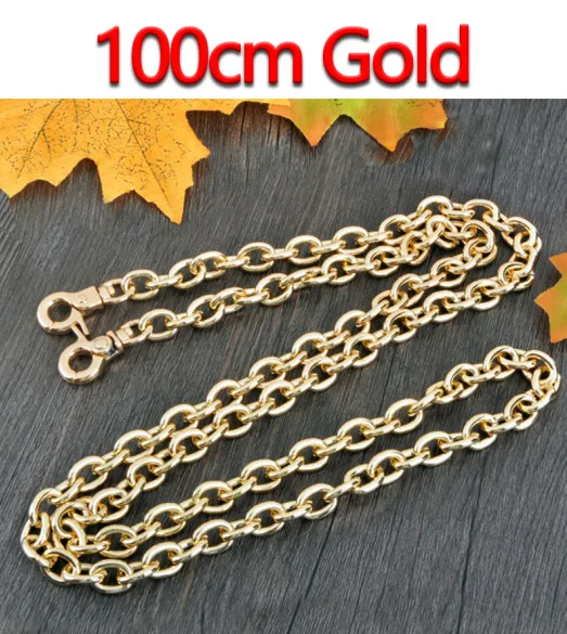 100cm Gold DIY 40 см-160 см 9 мм золото, пистолет черный, серебряный сменная цепь плечевой ремень через плечо для сумки ручки O образный цепи - Цвет: 100cm Gold