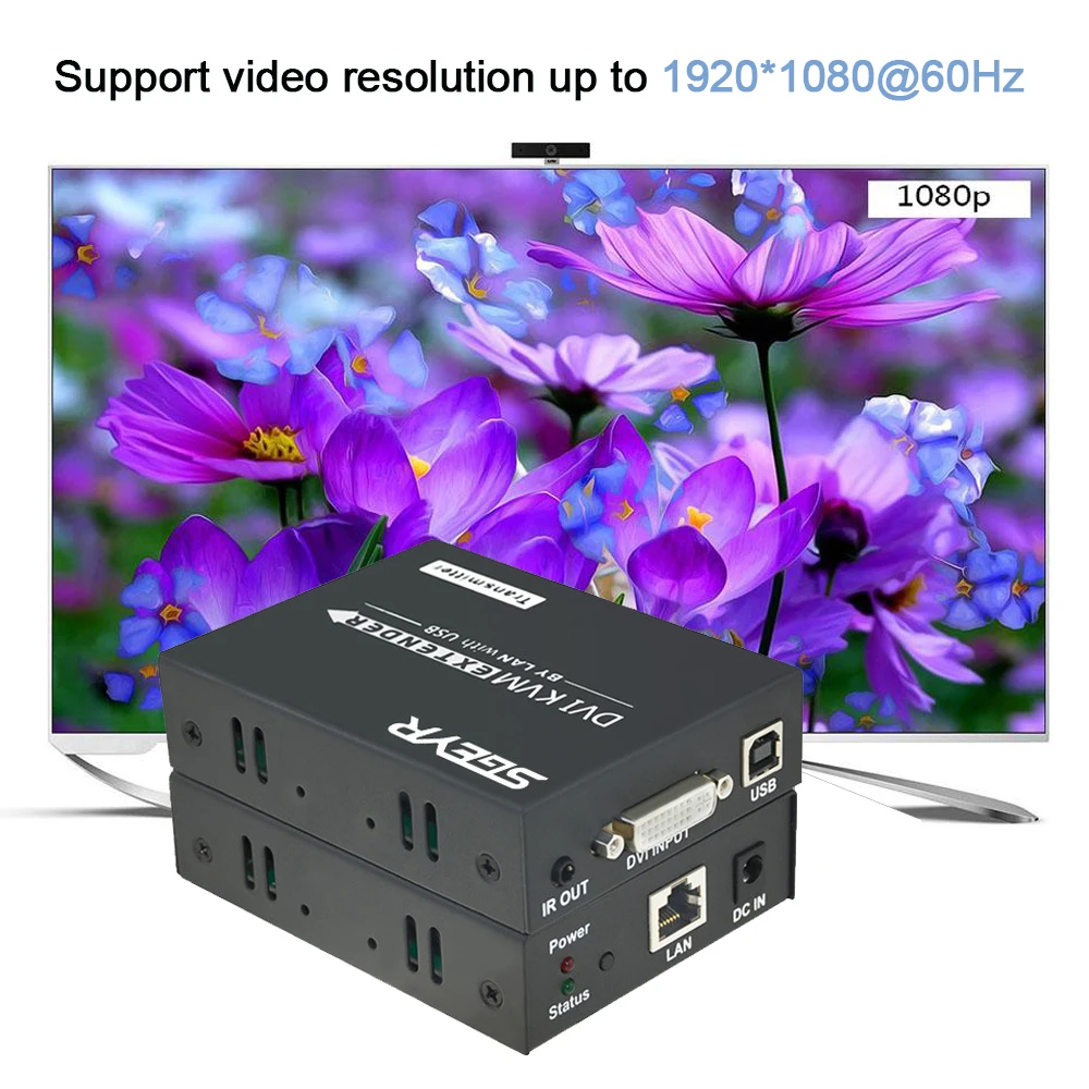 120 м 395ft DVI KVM удлинитель 1080p удлиннитель USB KVM клавиатура мышь ИК удлинитель по RJ45 Cat5e/6 сплиттер поддержка 1920x1200