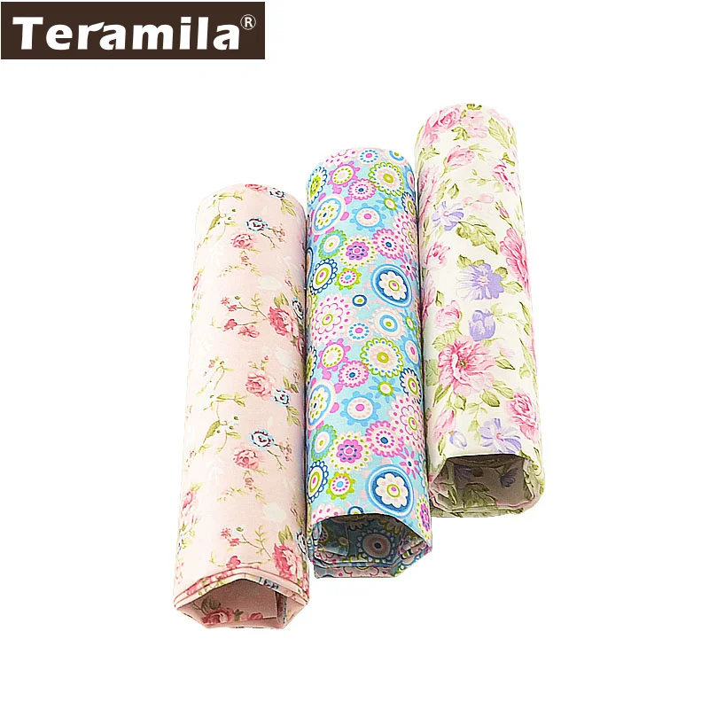 Teramila 3 шт./лот 40x50 см 100% хлопок ткань с цветком для шитья одежды постельные