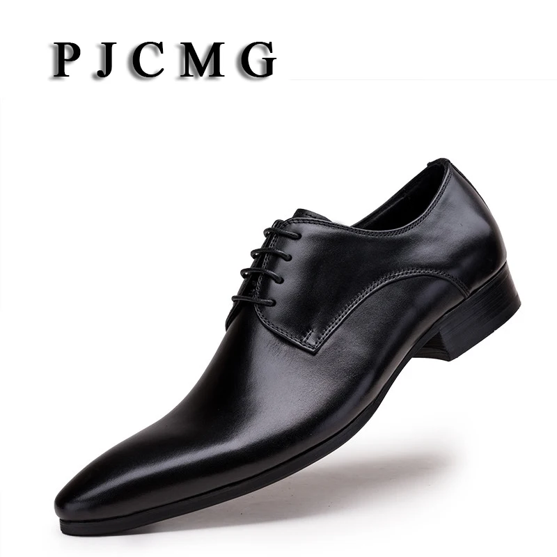 Модные коричневые/черные оксфорды PJCMG мужские деловые туфли на шнуровке из