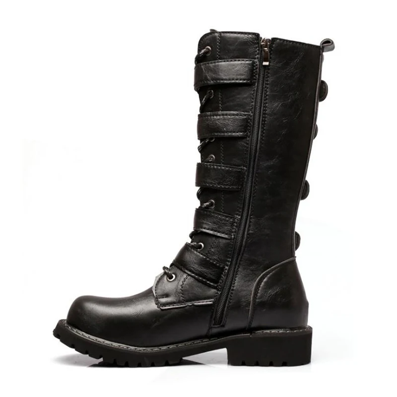 Мужские мотоциклетные ботинки ZALAVOR панк-обувь из искусственной кожи до середины