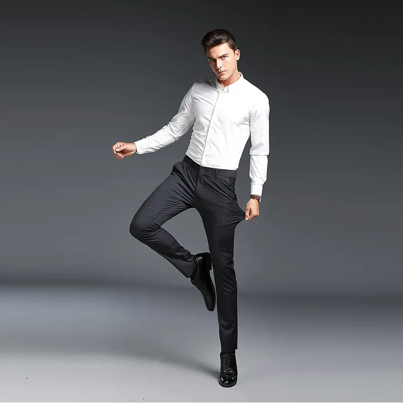 

high quality men pants Black and Gray Trousers Business Casual pants men Navy Blue pant