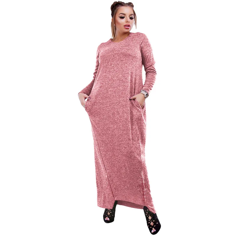 Большие размеры 6XL 2019 весеннее зимнее женское платье свободного кроя с длинным