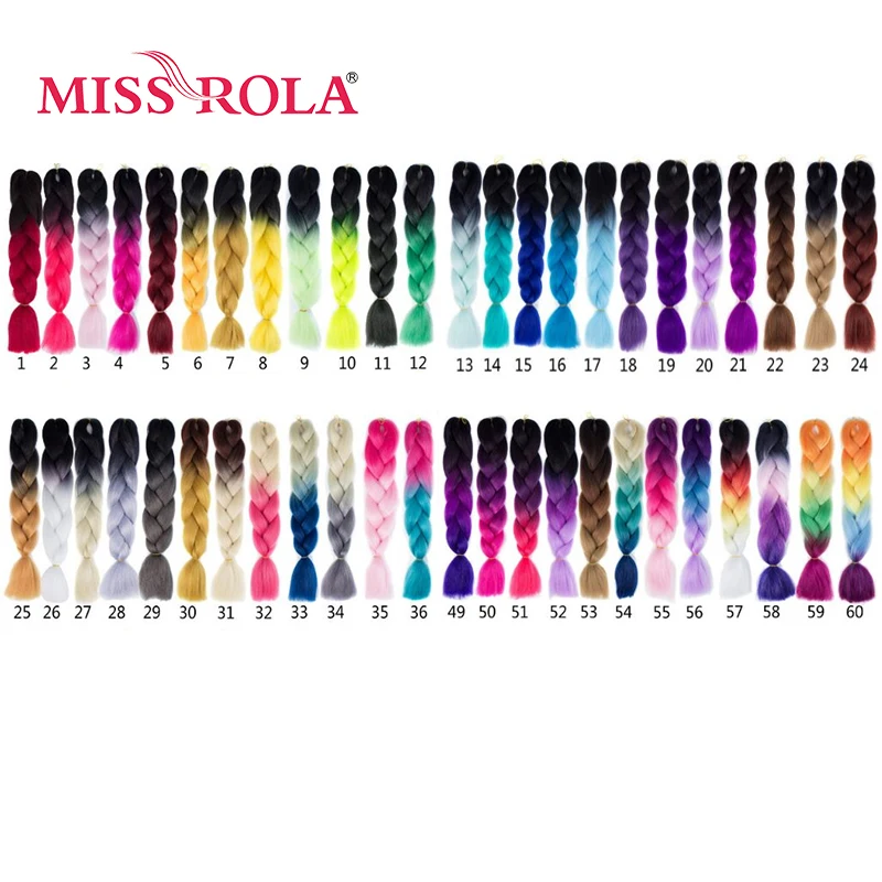 Miss Rola, 100 г, ультра большой Плетеный вязаный крючком, волосы для наращивания, 1 шт., 89 цветов, Ombre, синтетические, на крючках, косички, цвет волос