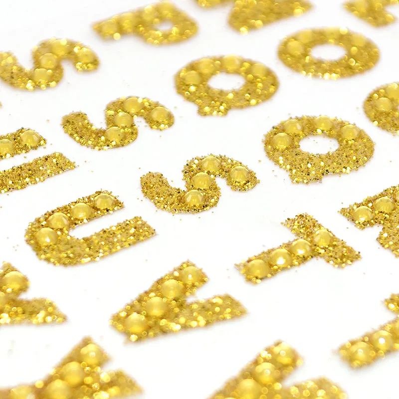 1 Sheet Glitter Alphabet Letter RhinestonesStickers Self Adhesive Gold/silver Words Stick On Scrapbooking DIY Handmade Book Deco