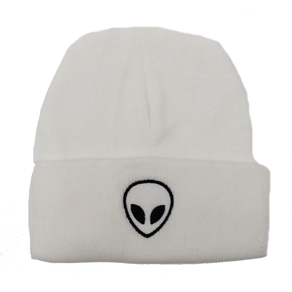 Шапки унисекс с вышитыми инопланетянами шерстяные вязаные однотонные шапки для