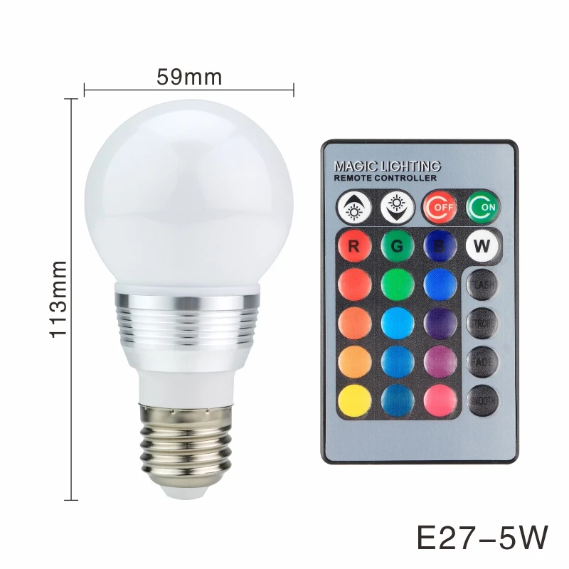 E27 5W 110 В 220 в 85-265 в E27 E14 светодиодный RGB лампа 3 Вт 5 Вт светодиодный RGB Точечный светильник Новинка Праздник RGB светильник s+ ИК пульт дистанционного управления 16 цветов - Испускаемый цвет: E27 5W