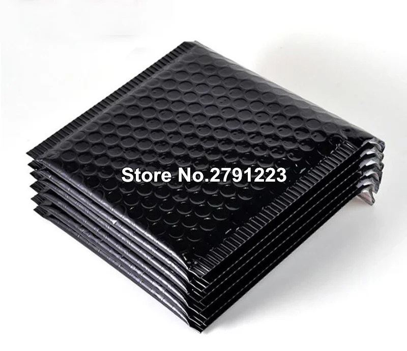 Glossy Black 50 шт упаковка пузырчатая почтовая отправка Золотая бумага мягкие конверты Подарочная сумка пузырчатая отправка конверт сумка 15*13 см+ 4 см - Цвет: Glossy Black
