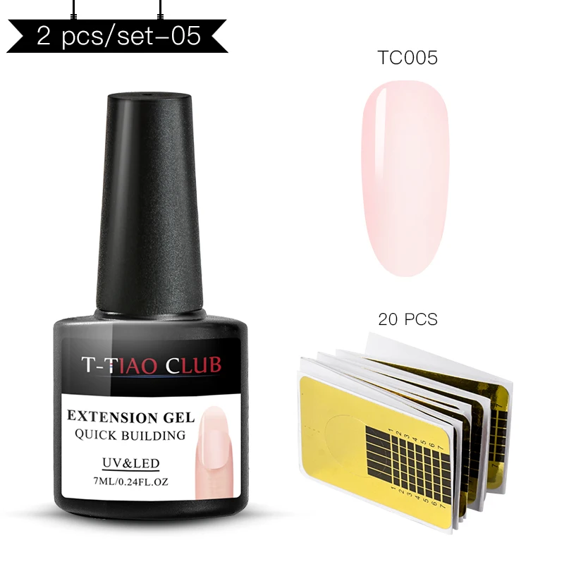 T-TIAO CLUB, 7 мл, быстрое удлинение, гель, телесный, прозрачный, розовый, белый, УФ, поливинилхлорид, строительный гель, лак, накладные ногти Типсы Искусство, маникюр, замочить - Цвет: HZH05176