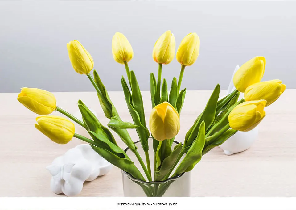 Настоящее сенсорный искусственная PU Tulip стволовых-1" Длина искусственные цветы, декоративные DIY искусственный цветок стены дома рождественские украшения цветы