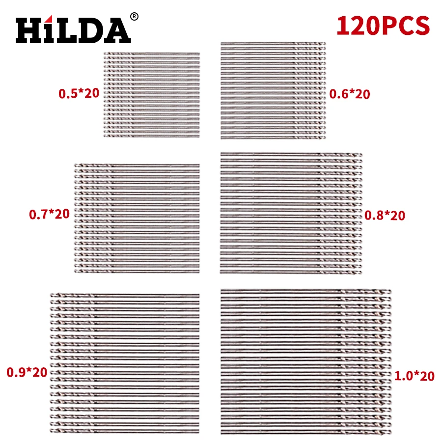 HILDA 120 шт. спиральное сверло из быстрорежущей стали с прямым хвостовиком ореховая