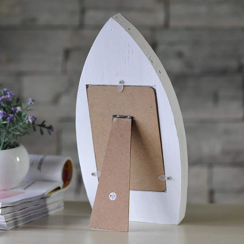 Винтажный 6-дюймовый синий деревянный семейный Фотофон в форме лодки