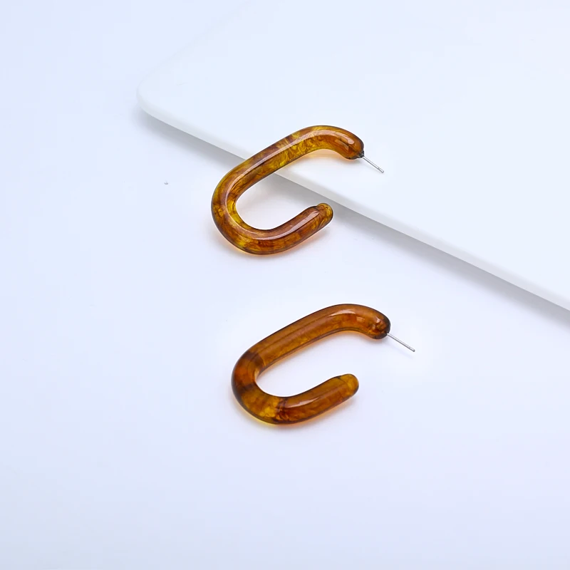 8Seasons Punk Style Coffee Color Resin U-Shaped Drop Earrings For Women Club Party Simple Dangle Jewelry Accessories | Украшения и