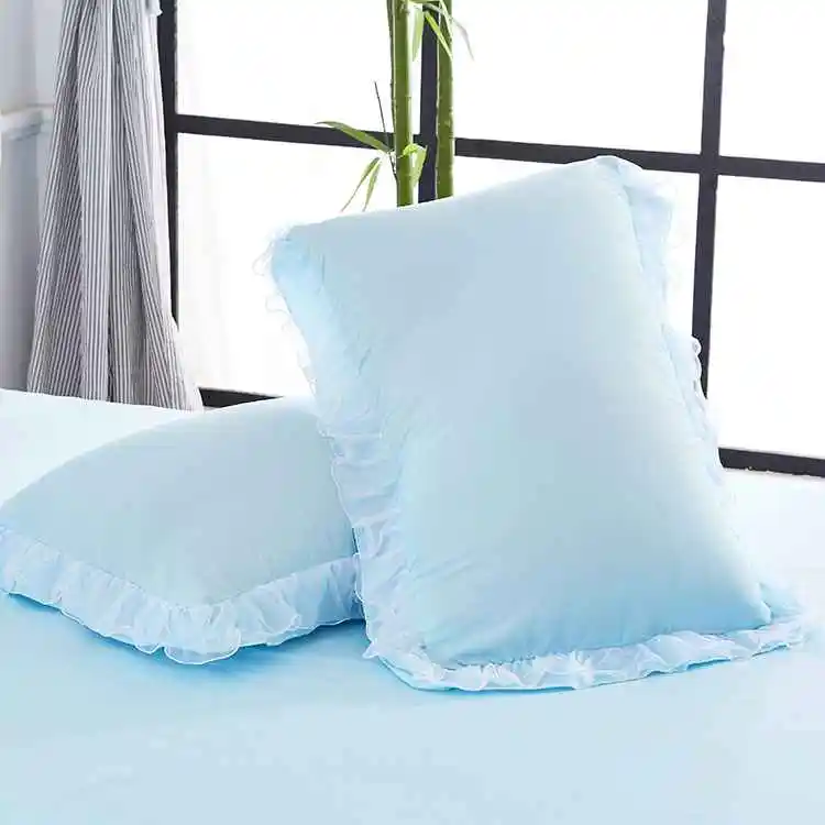 2 шт. Прямоугольная подушка чехол с кружевными оборками для девочек однотонная