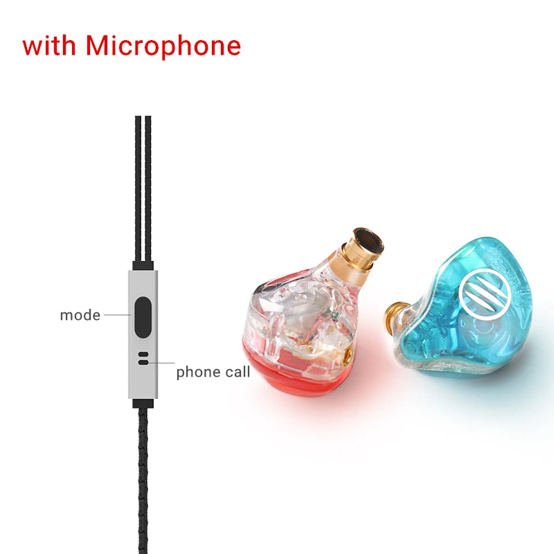 with mic BGVP DS1 2BA+ DD сбалансированная арматура+ 1 Динамический драйвер гибридные наушники MMCX Audiophile IEMS HIFI музыкальный монитор наушники-вкладыши - Цвет: with mic