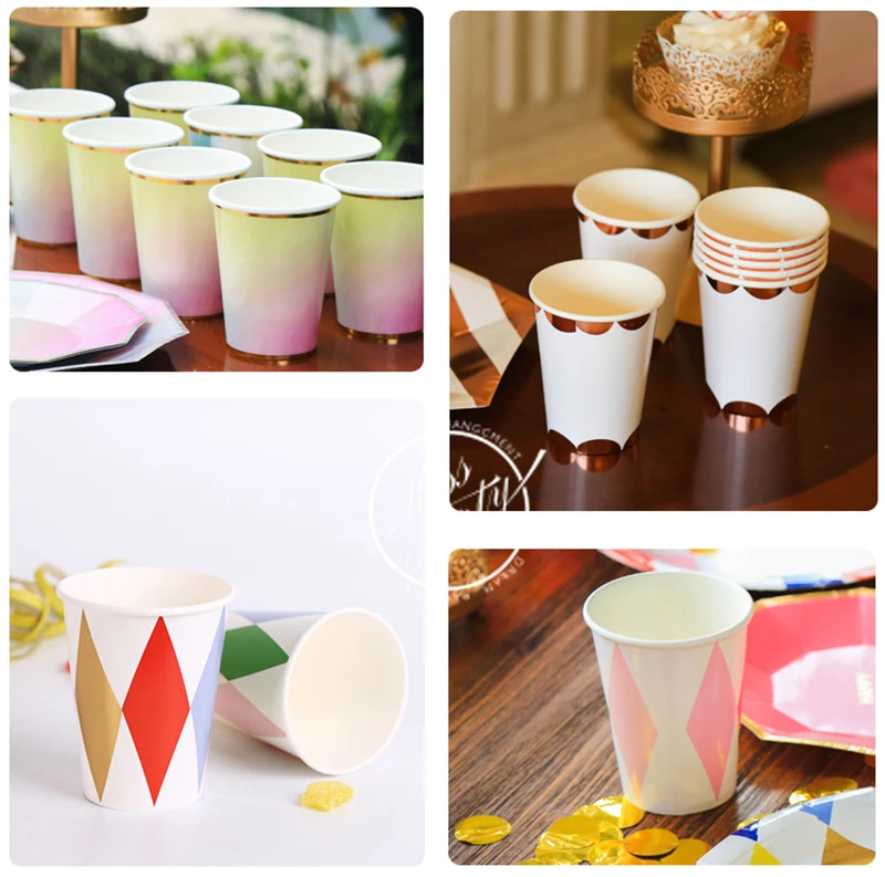 8 шт одноразовые столовые приборы бумажные стаканчики для свадьбы дня рождения