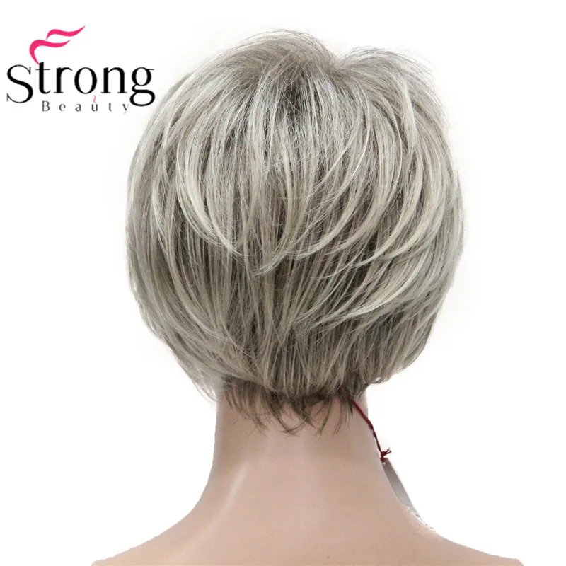 StrongBeauty красный микс черный короткий мягкий слоистый парик полный синтетический парик для женщин