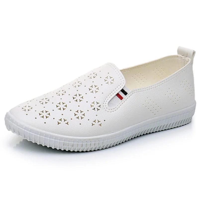 Женская обувь из сетчатой ткани Повседневная дышащая белого цвета на плоской