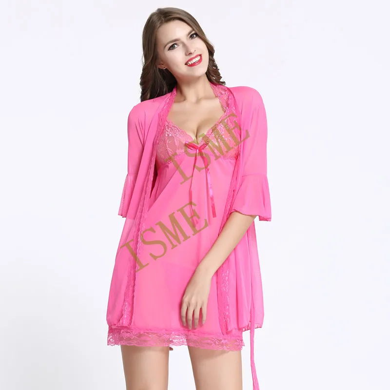 Новое поступление женские пижамы из 2 предметов халат для отдыха прозрачный