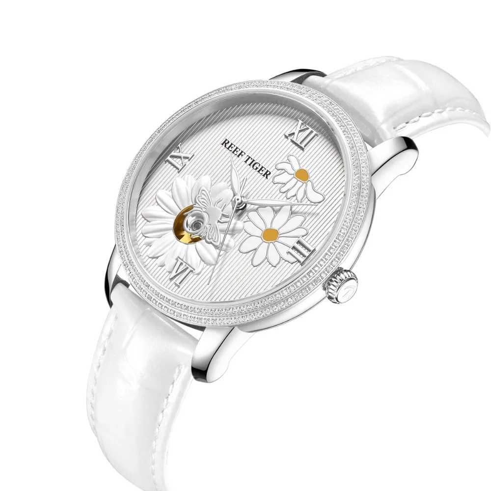 Reef Tiger RGA1585 Леди Роскошные женские автоматические механические наручные часы из