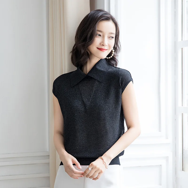 Suvance Лето 2019 модный вязаный свитер с отложным воротником 3 однотонных цвета