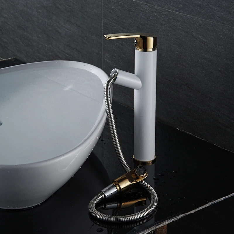 Pull out faucet Design for Washing Hair and Face Polished Chrome Bathroom Faucet Basin sink Mixer Tap Torneira Banheiro W005 |