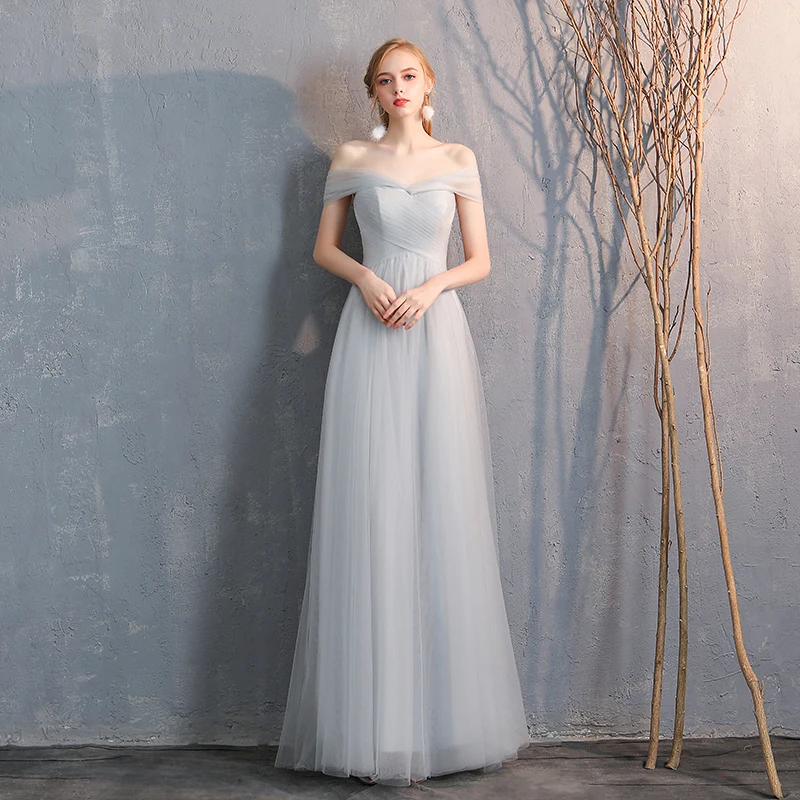 SSYfashion кружево до тюль в пол длинные голубое платье подружки невесты элегантное платье для женщин для Свадебная вечеринка на заказ плюс размеры платье