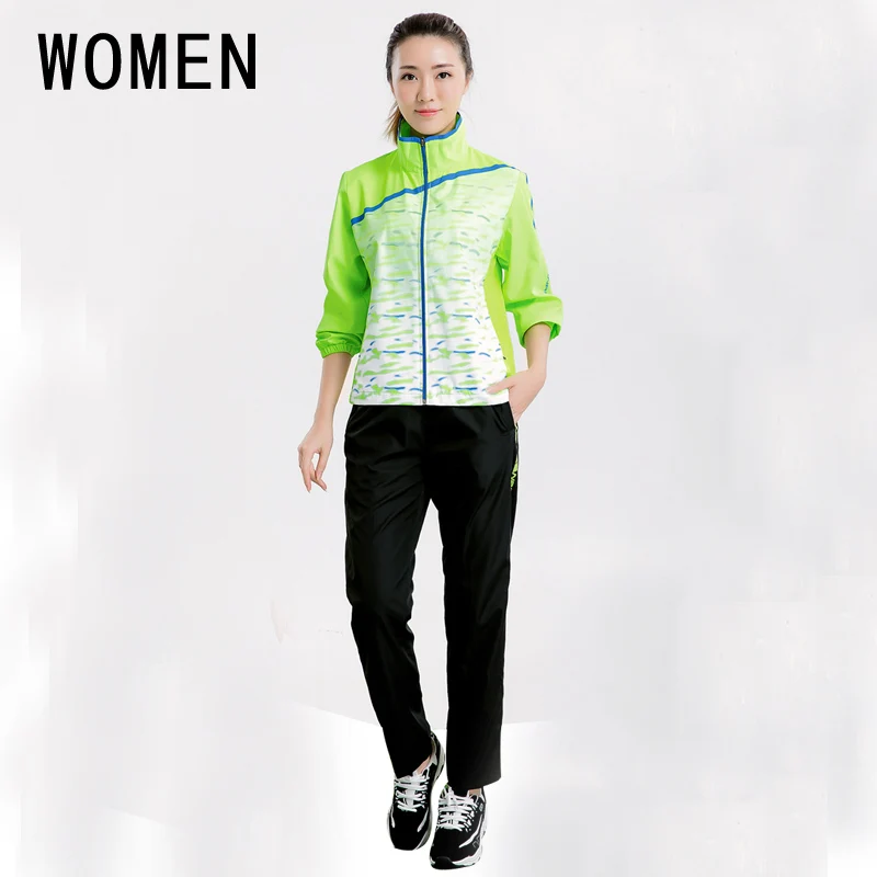 Women Green one set Осенняя и зимняя одежда, мужская рубашка для бадминтона, куртка с рукавами, Женская Спортивная футболка для настольного тенниса и тенниса+ штаны, рубашка с длинными рукавами - Цвет: Women Green one set
