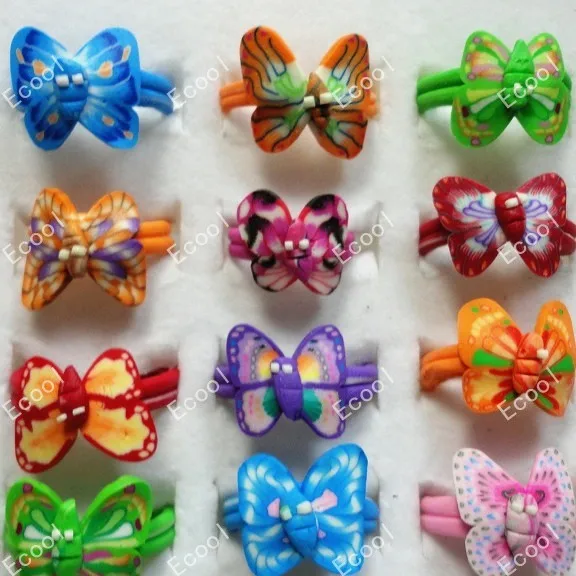 

50Pcs Lovely Children Polymer Clay Rings For Boys Girls Whole Jewelry Bulk Packs Lots LR193