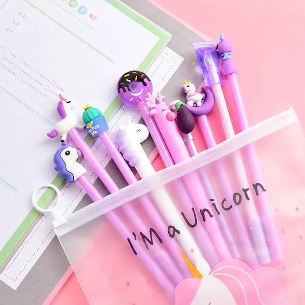 Purple unicorn 10 шт гелевые ручки, Tinta, гелевые Em Caneta, милые ручки для школы, милый единорог, Розовая пантера, корейские Lapiceros, Kawaii Cancelleria - Цвет: Purple unicorn