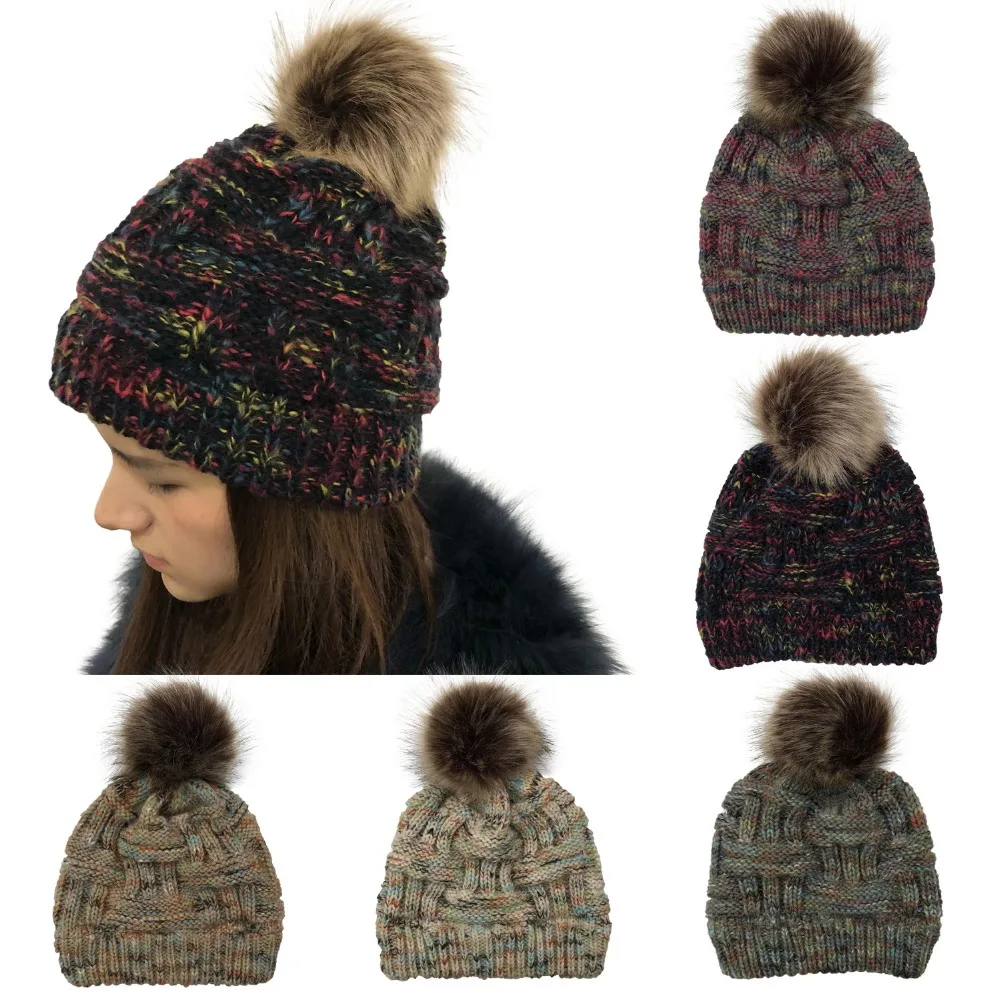 Женские зимние теплые шапки бамбуковые вязаные радужные Skullies Beanie из
