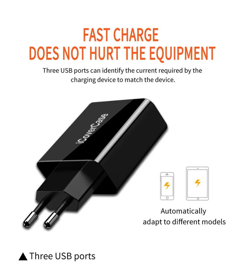 Светодиодный дисплей 3 usb порта быстрое зарядное устройство для iPad chargeur для iPhone 4 5S 6 7 8 Plus X XS MAX samsung Xiaomi huawei зарядное устройство для телефона
