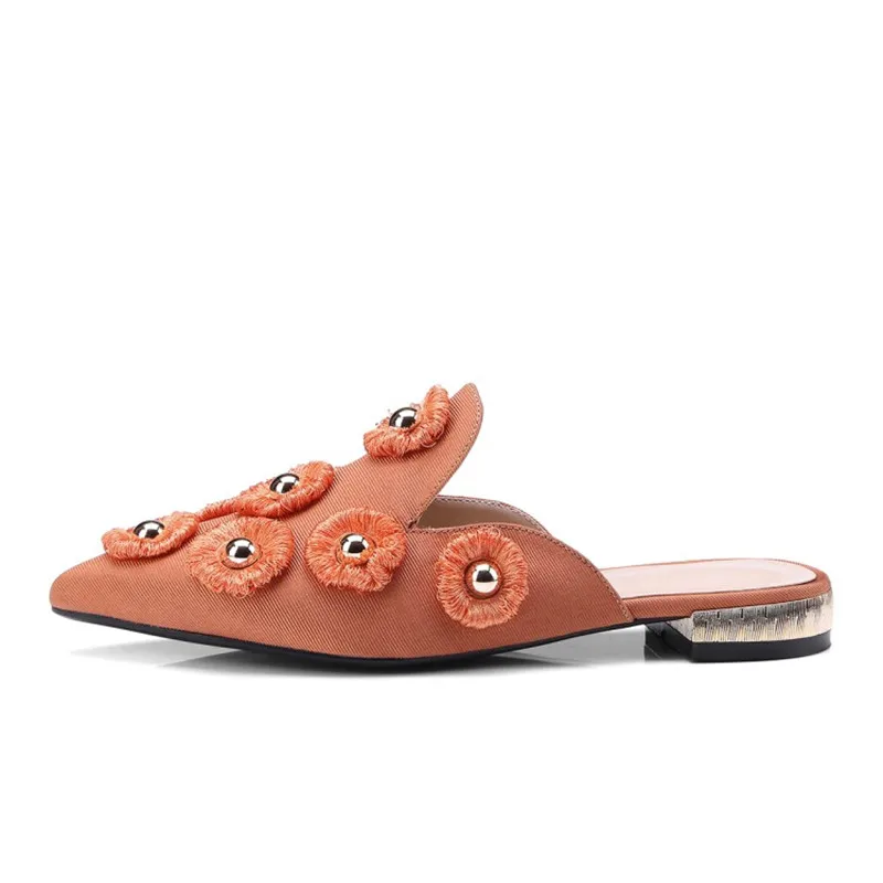 2018 г. новые стильные шелковые женские тапочки на плоской подошве с цветком