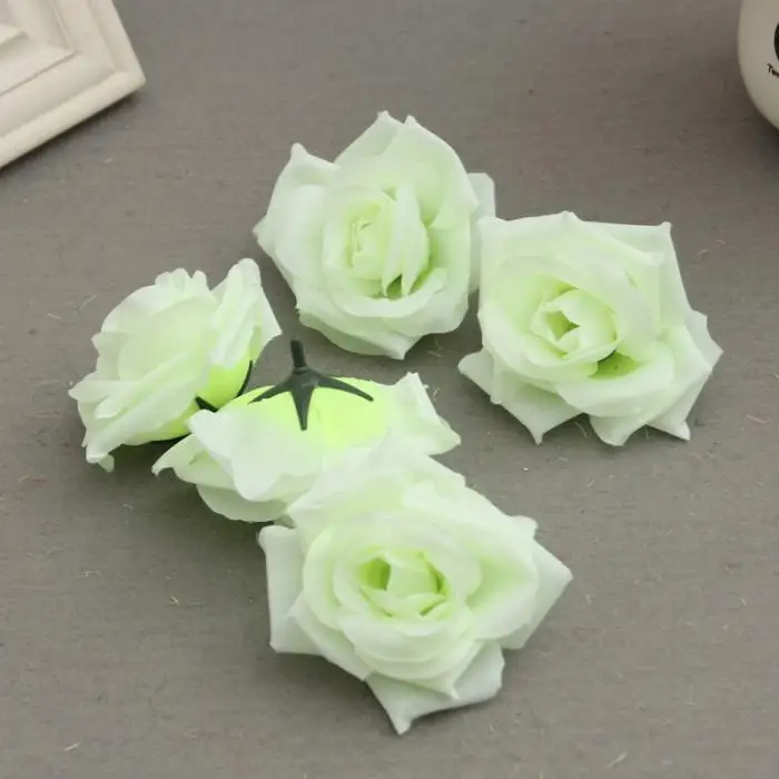 50 Pcs Fake Artificial Silk Rose Heads Flower Buds DIY Bouquet Home Wedding Craft Decor Supplies XB 66