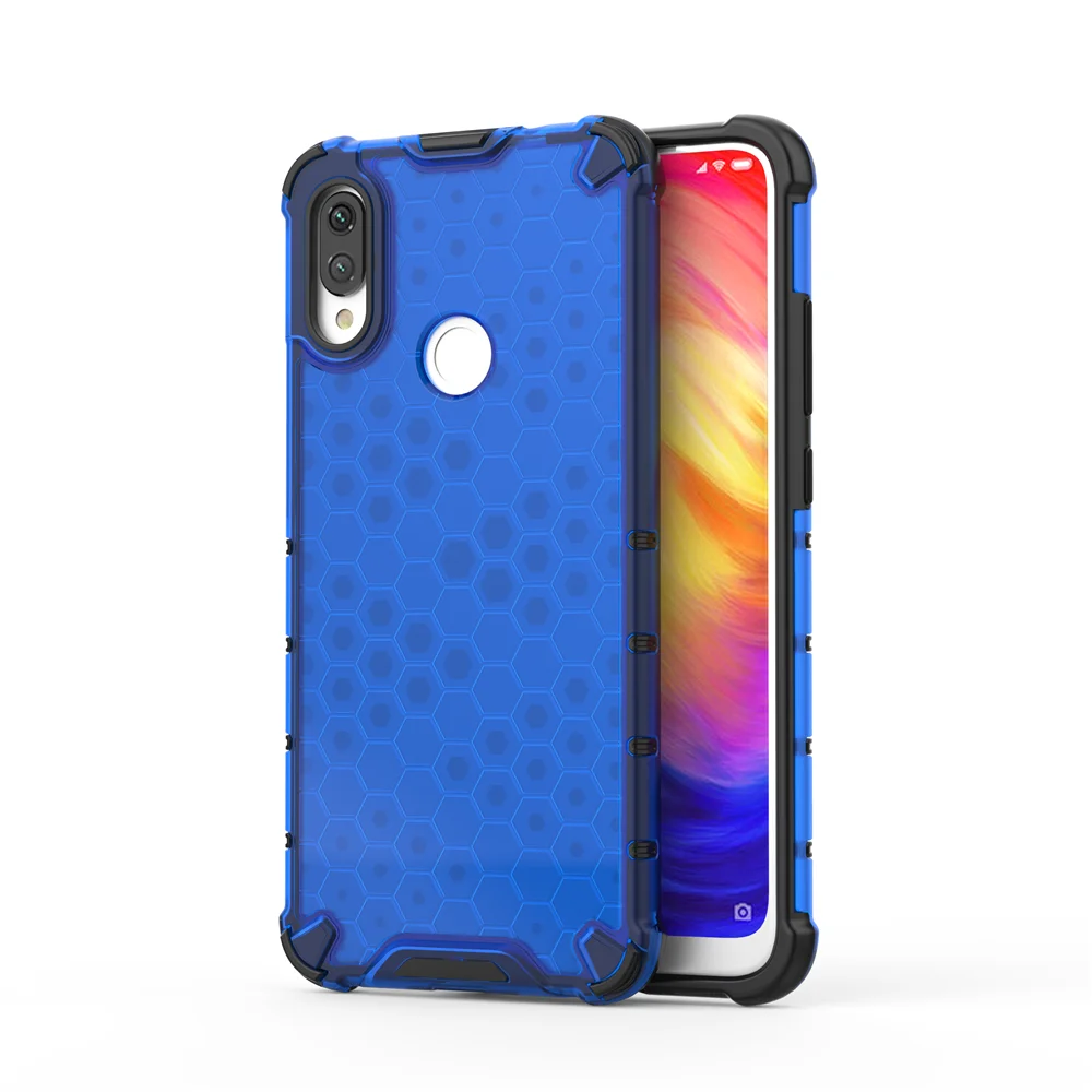 Чехол Hexa Core TPU+ PC Honeycomb прочная гибридная защита прозрачная цветная задняя крышка с защитой от царапин для Xiaomi Redmi Note 7
